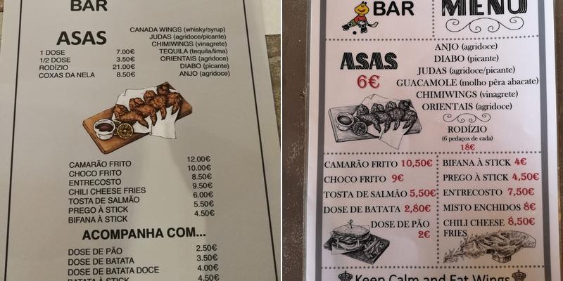 Stick Bar Menu