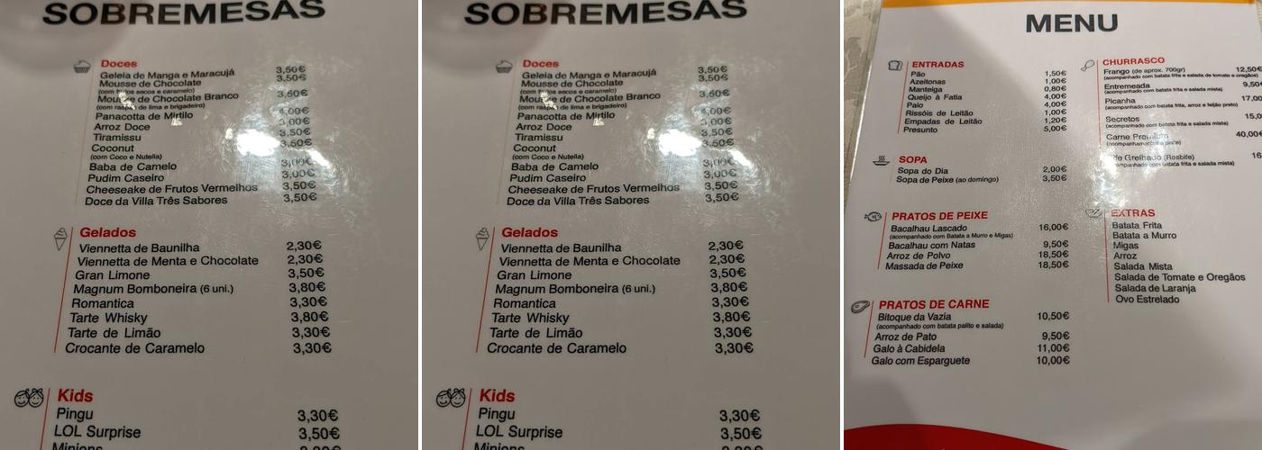 Frango da Villa Menu