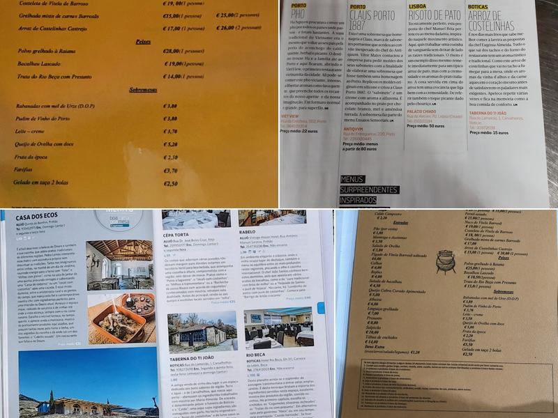 Taberna Ti João Menu