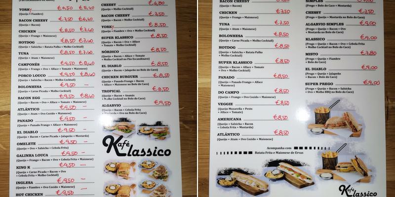 Kafé Klássico Menu