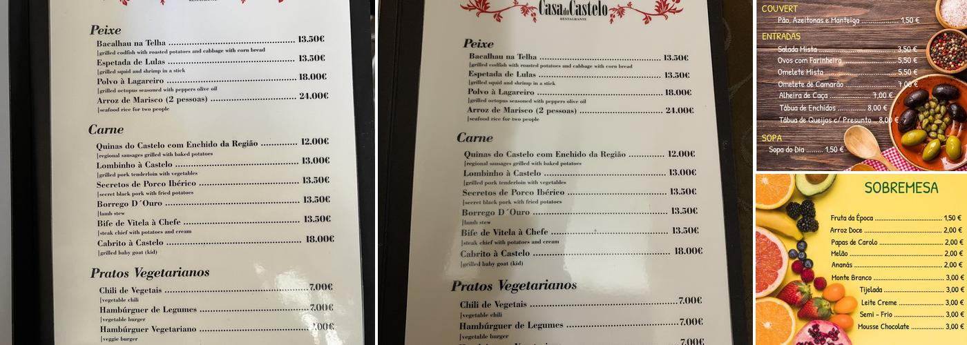 Casa do Castelo Menu