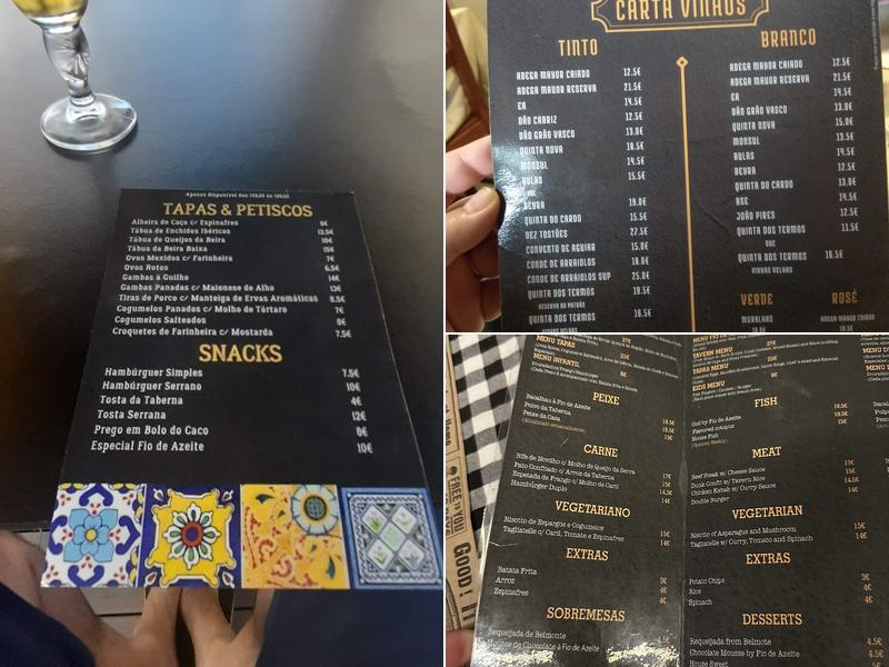 Taberna Fio de Azeite Menu