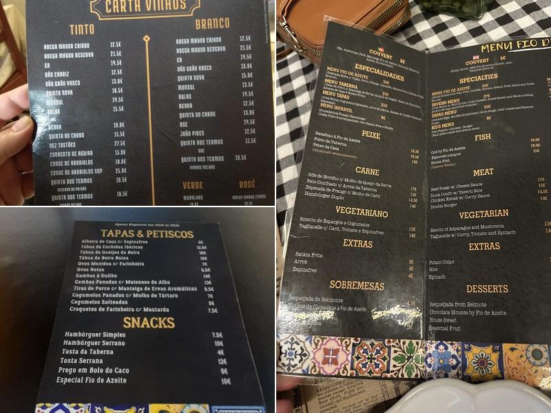 Taberna Fio de Azeite Menu