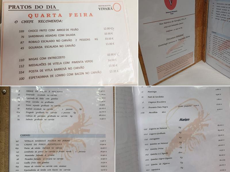 Vivará Menu