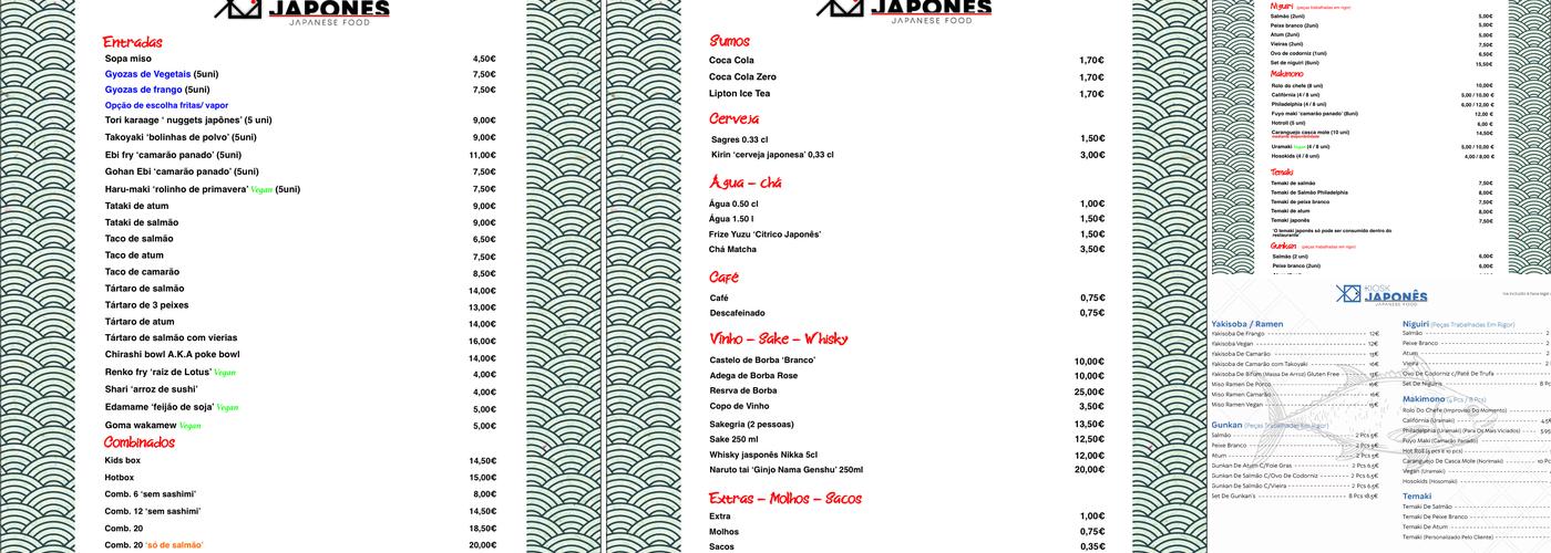 kiosk japones Menu