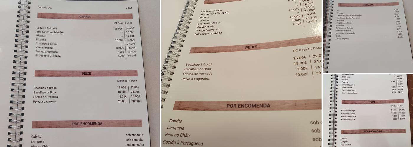 Restaurante Petisqueira da Lage Menu