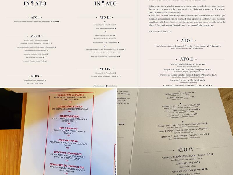 INATO Bistrô - Restaurante Braga Menu