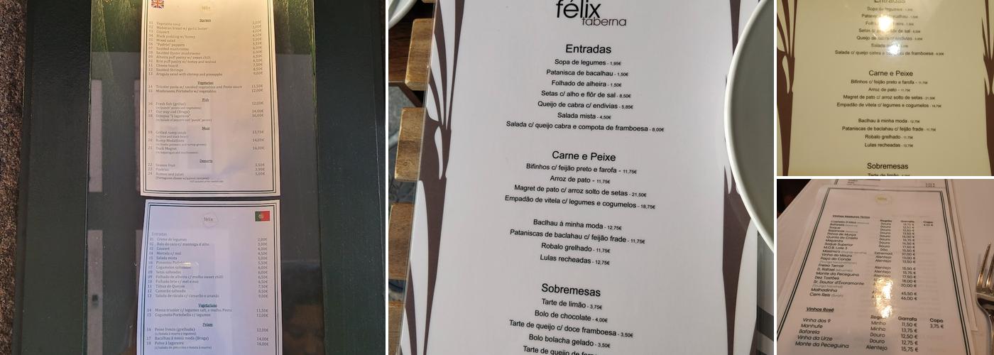 Félix Taberna Menu