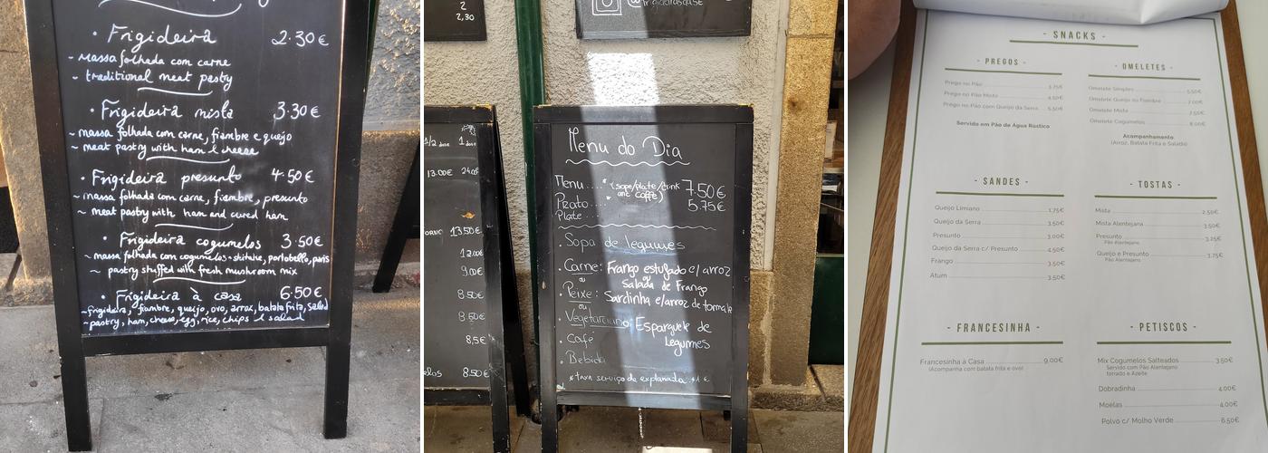 Frigideiras da Sé Menu