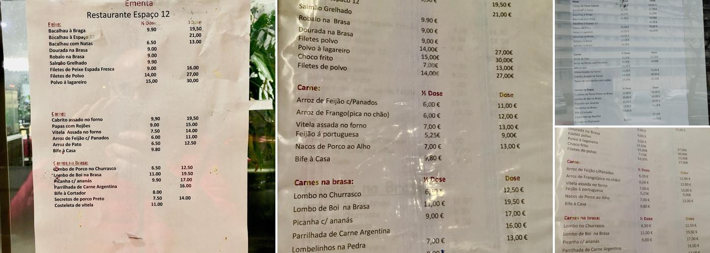 Espaço 12 Menu