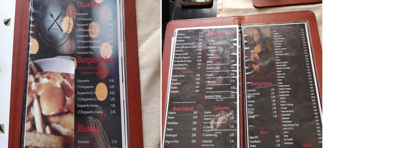 Telhas Bar Menu