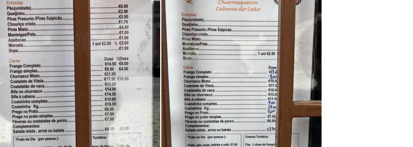 Churrasqueira Cabana do Leão Menu