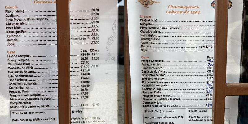 Churrasqueira Cabana do Leão Menu