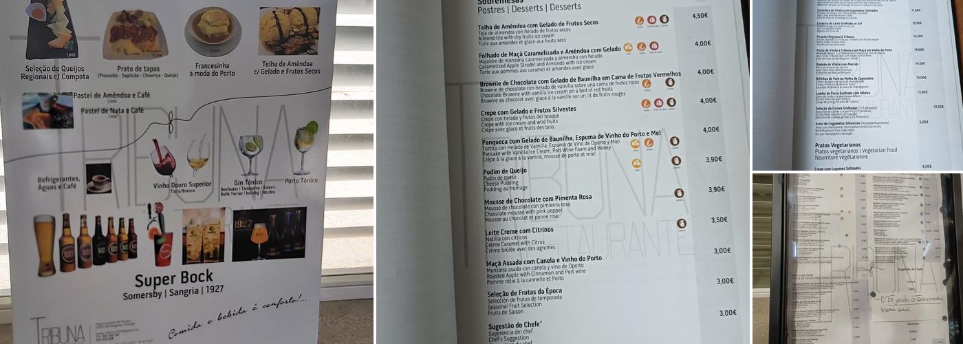 Restaurante Tribuna Menu