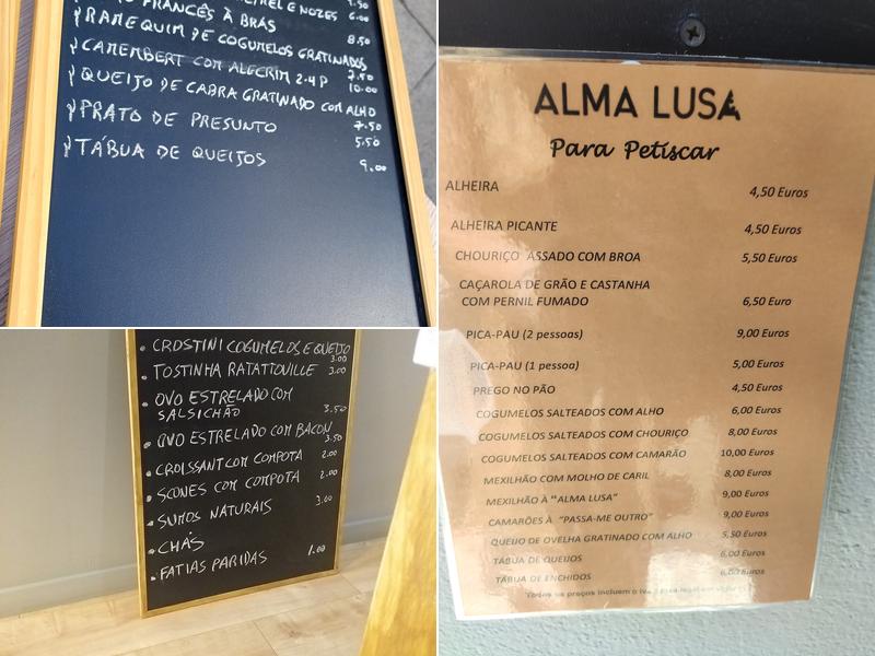 Alma Lusa Menu