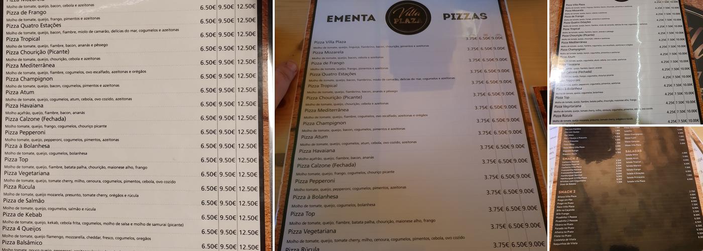 Villa Plaza Menu