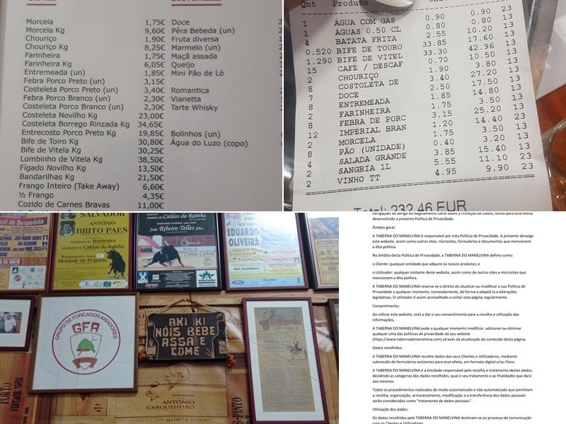 Taberna do Manelvina Menu