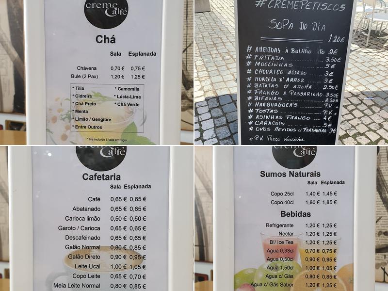 Café Creme Menu