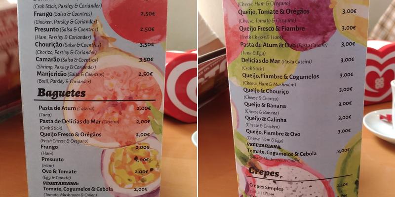 Café 5 Bicas- Pastelaria Menu