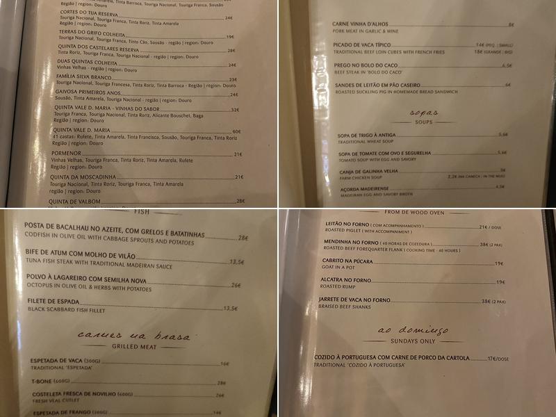 Adega do Pomar Menu