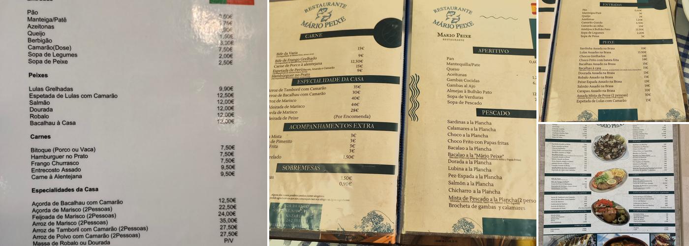 Mário Peixe Menu