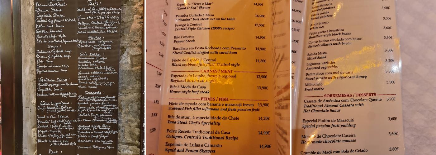 Restaurante Central Menu