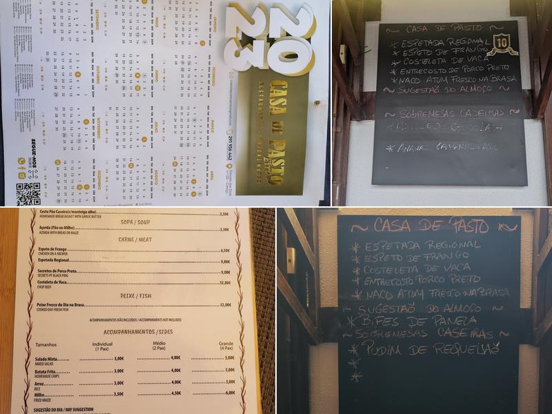 Casa de Pasto das Eiras Menu