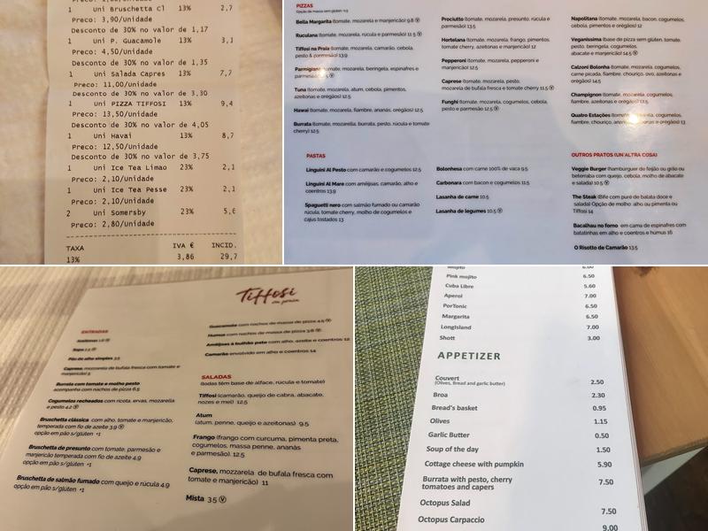 Tiffosi na Praia Menu
