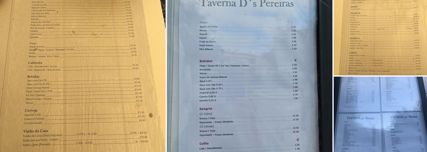 Taverna D's Pereiras Menu