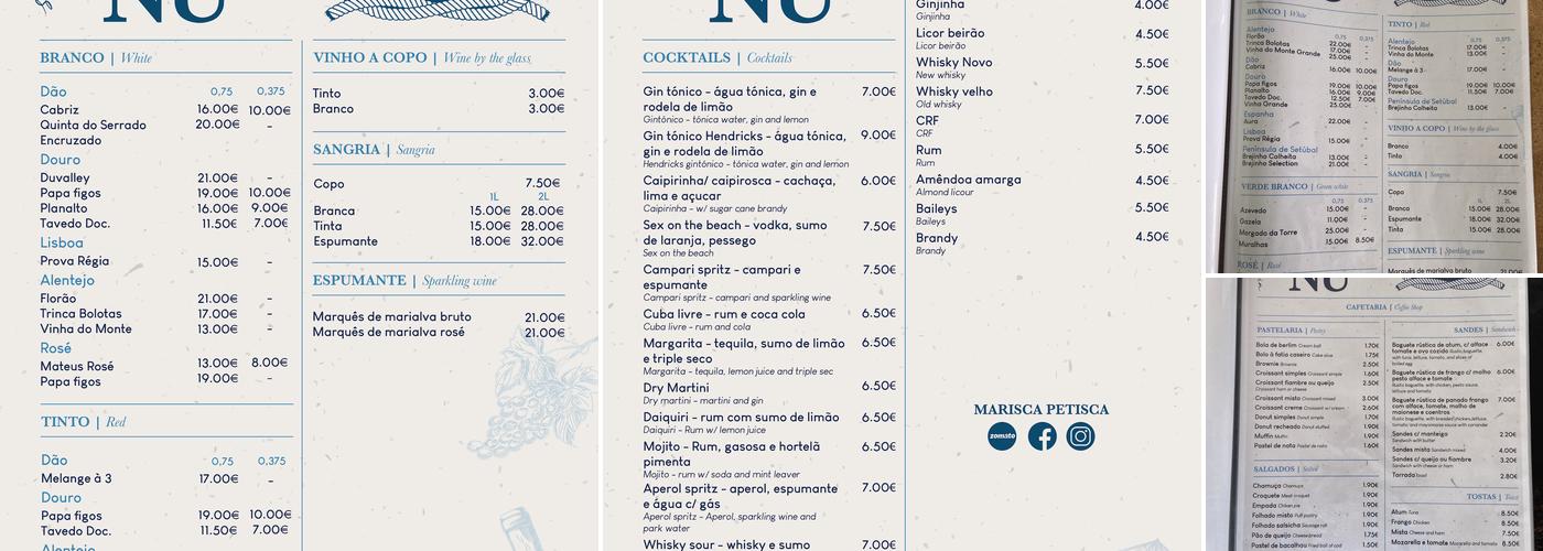 Marisca Petisca Menu
