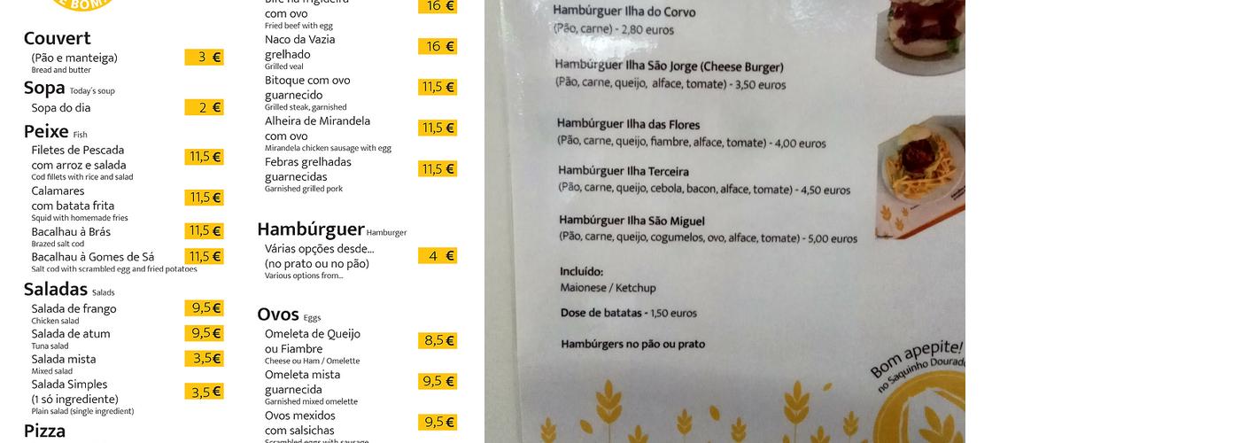 Saquinho Dourado (Saquinho Dourado - Sassoeiros) Menu