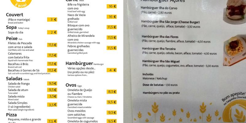 Saquinho Dourado (Saquinho Dourado - Sassoeiros) Menu