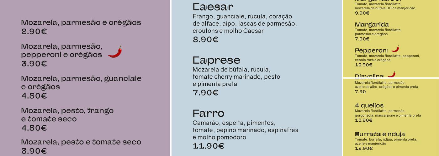 Margarida Italian Menu