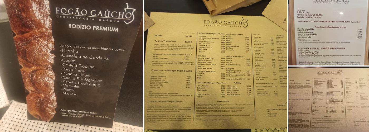 Fogão Gaúcho (Fogão Gaúcho - Carregado) Menu