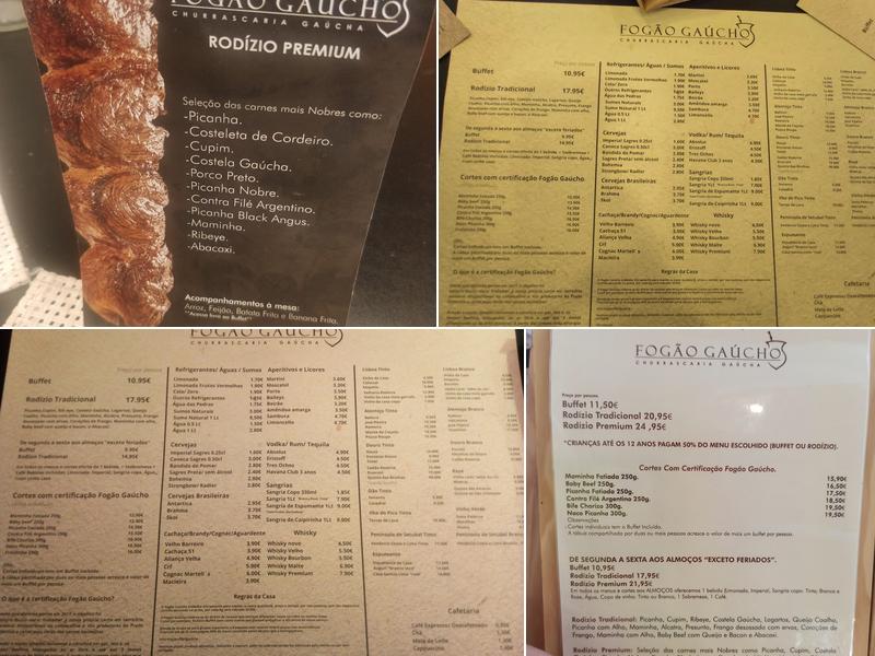 Fogão Gaúcho (Fogão Gaúcho - Carregado) Menu