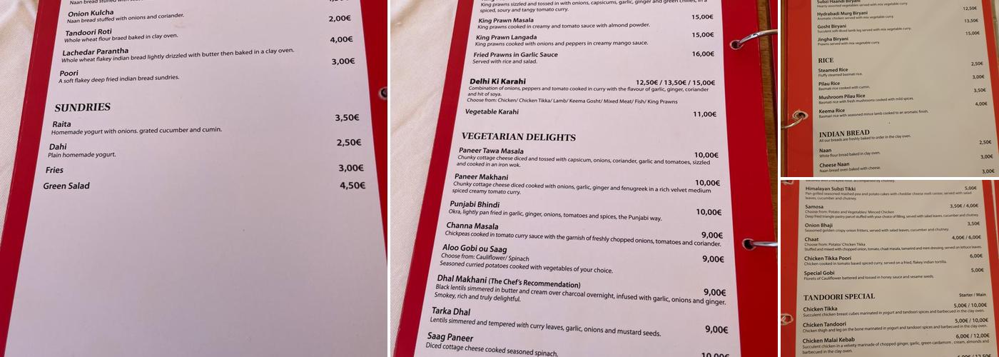 Pashmina Menu