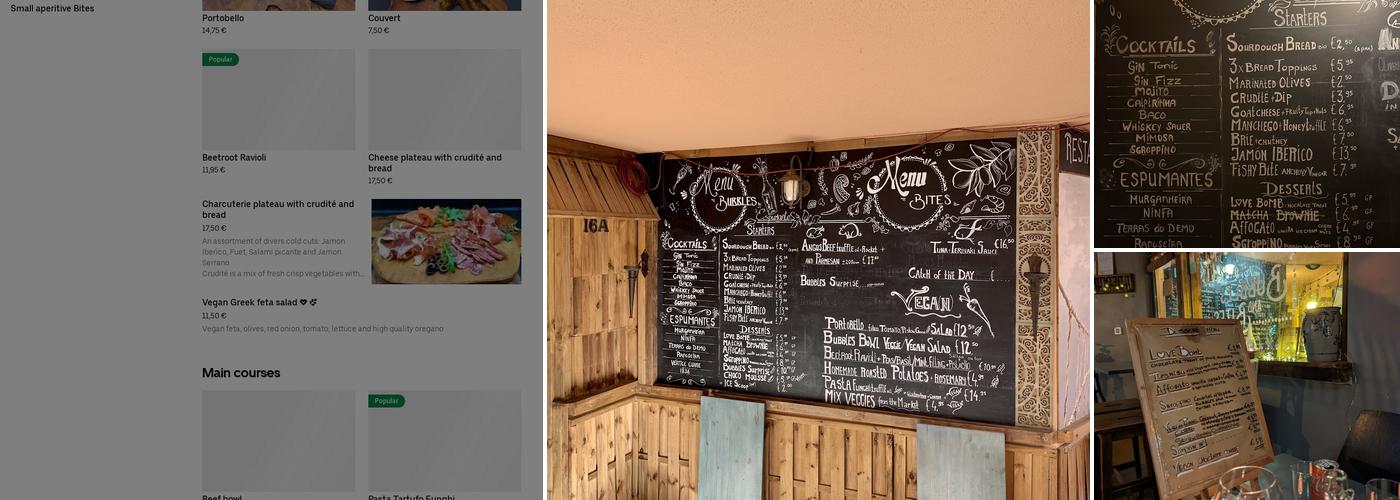 Bubbles and Bites Menu