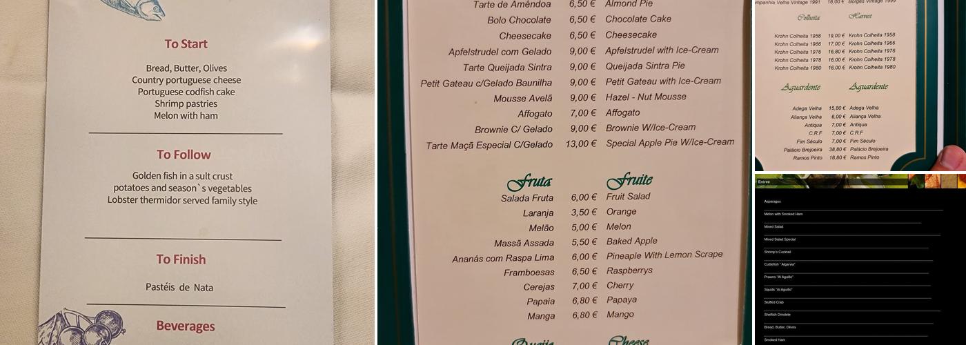Visconde da Luz Menu