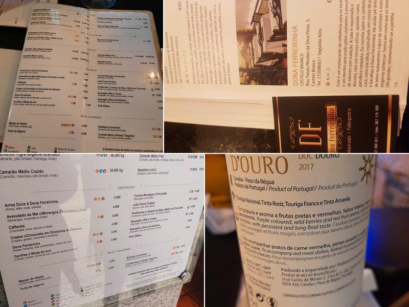 Dona Ferreirinha Menu