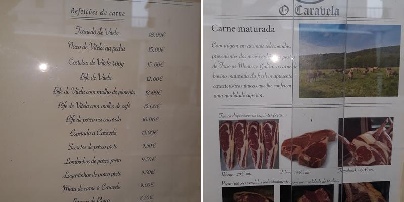 O Caravela Menu