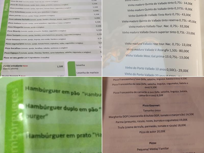 Pizzaria Espaço Z Menu