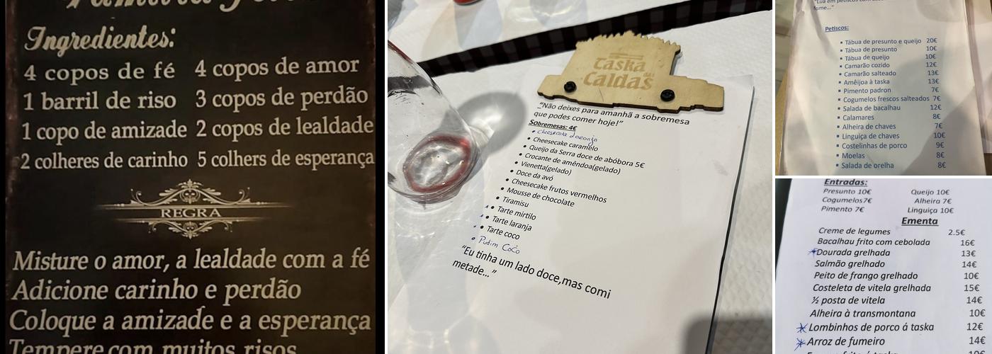 Taska das Caldas Menu