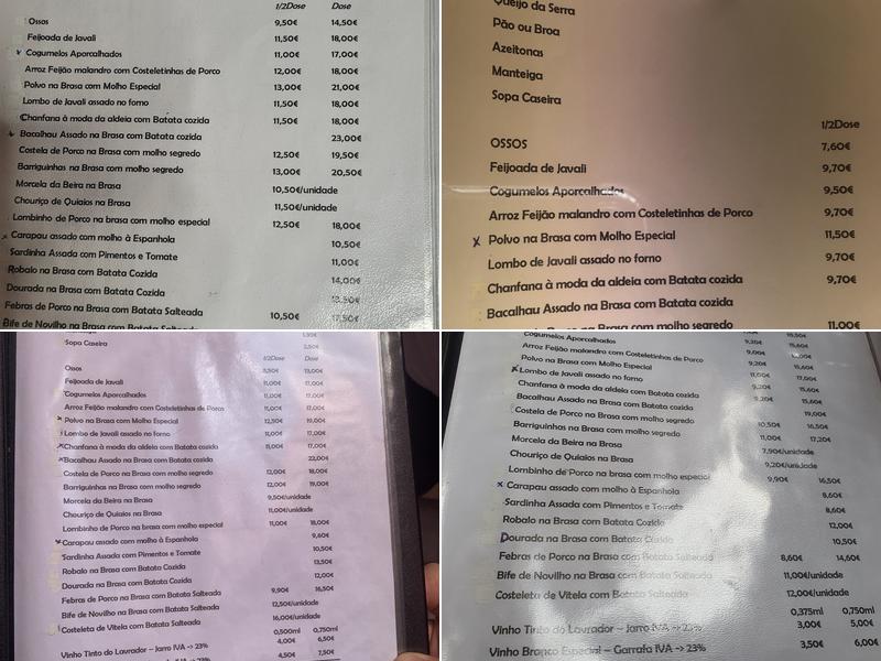 Zé Manel dos Ossos (Ze Manel dos Ossos) Menu