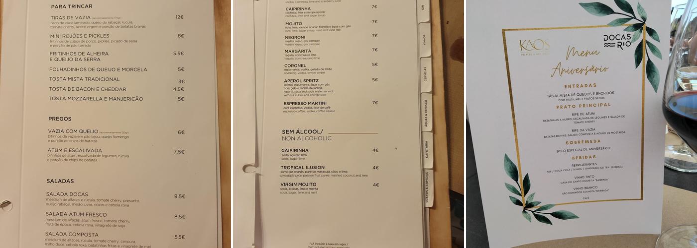 Docas Rio Menu