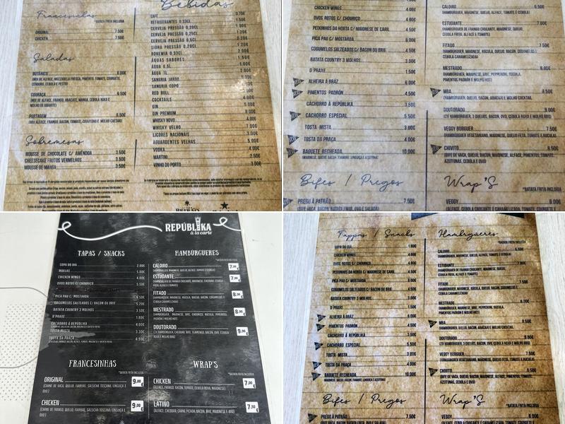 Republika a la Carte Menu