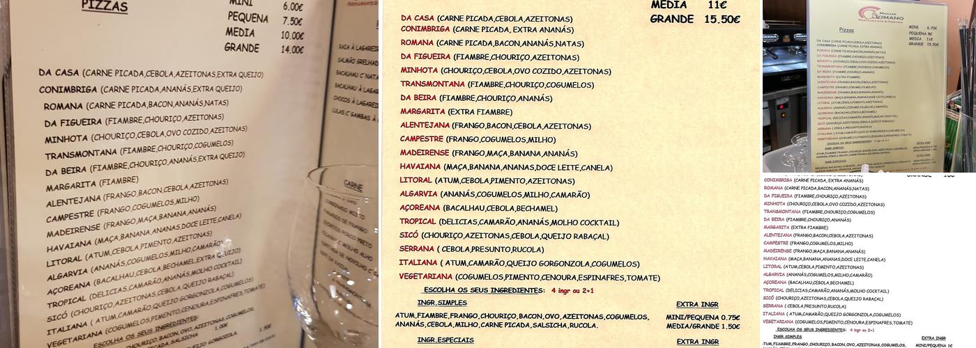 Manjar Romano Menu