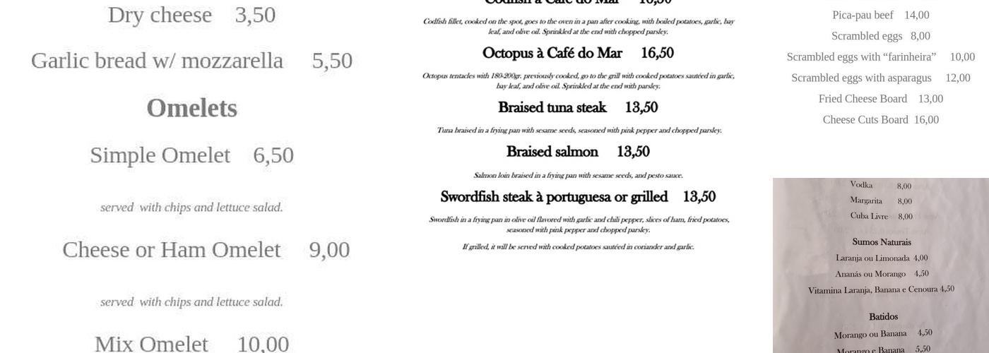 Café do Mar (Cafe do Mar) Menu
