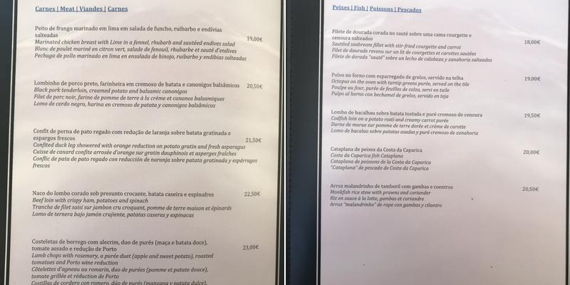 Horizonte Restaurante Menu