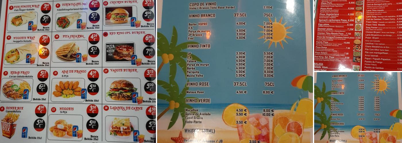Red King Kebab Indiano Pizza Menu