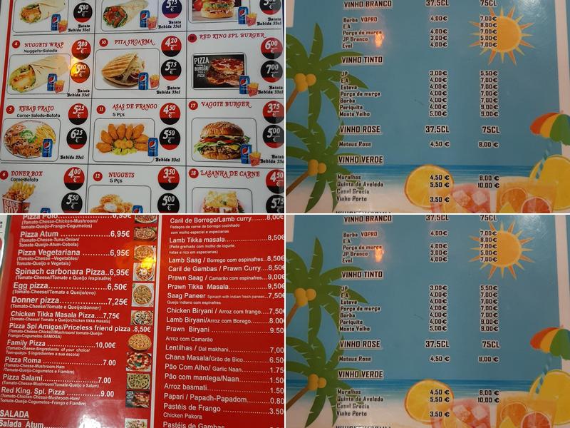 Red King Kebab Indiano Pizza Menu